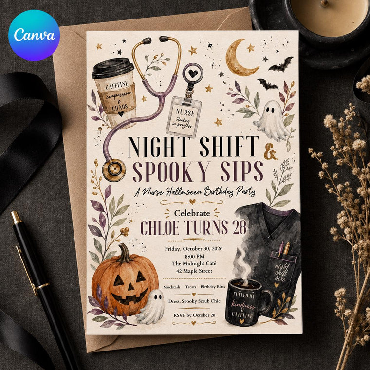 Nurse Halloween 28th Birthday Invitation