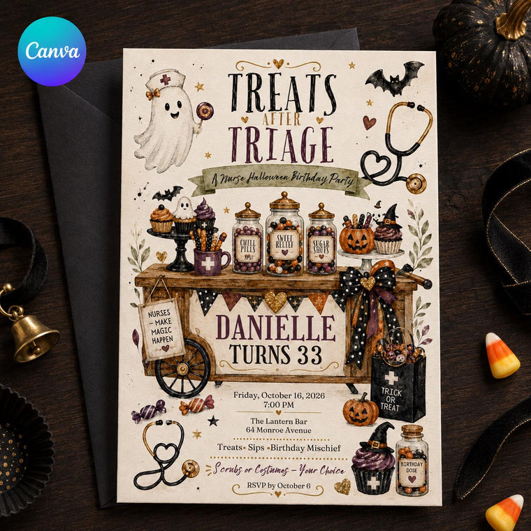 Nurse Halloween 33rd Birthday Invitation