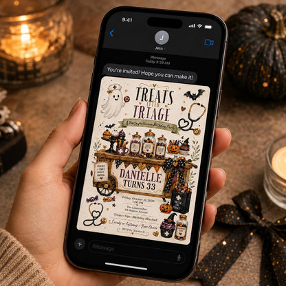Nurse Halloween 33rd Birthday Invitation — invitation you personalize in Canva