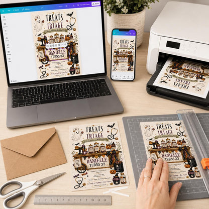 Nurse Halloween 33rd Birthday Invitation — digital invitation, instant download
