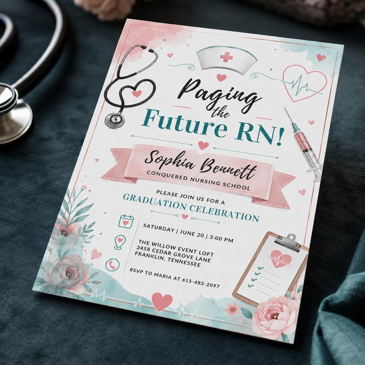 Nurse Nursing Graduation Invitation — graduation party stationery by VoltBy