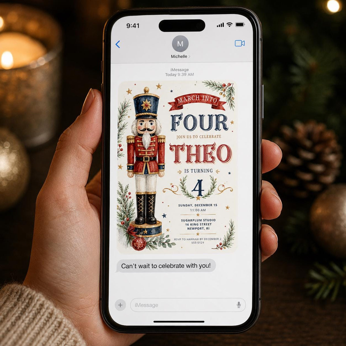 Nutcracker 4th Birthday Invitation — invitation you personalize in Canva