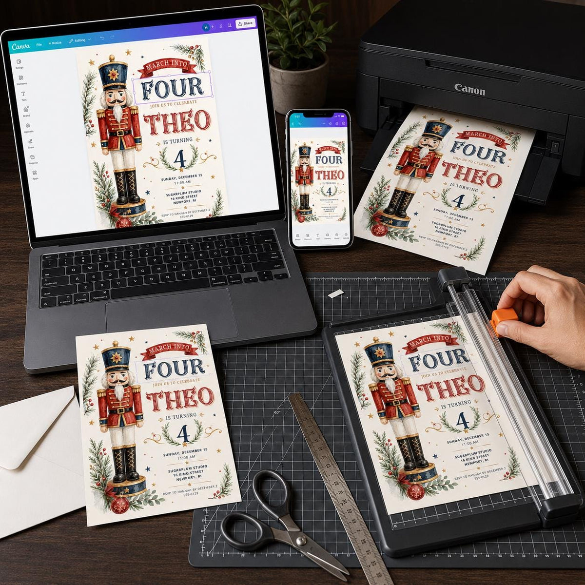 Nutcracker 4th Birthday Invitation — digital invitation, instant download