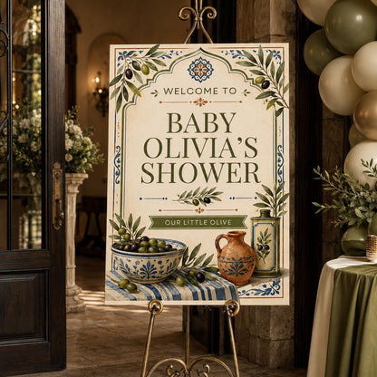 Olive Baby Shower Welcome Sign — branch design
