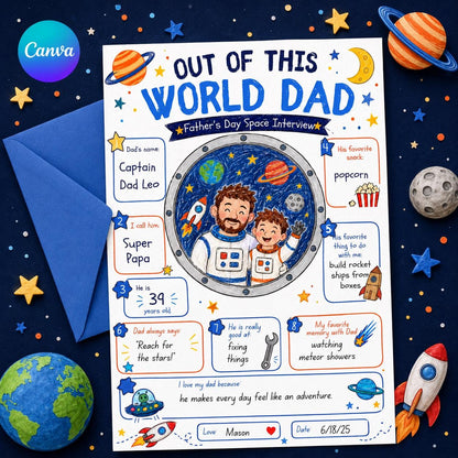 Out of This World Dad Father's Day Worksheet — editable Canva template