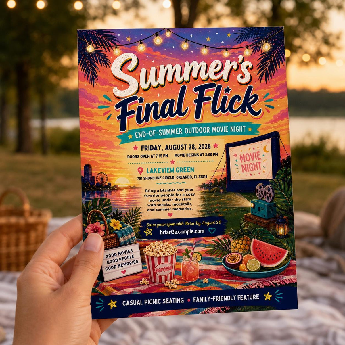 Outdoor Movie Night Invitation — invitation you personalize in Canva