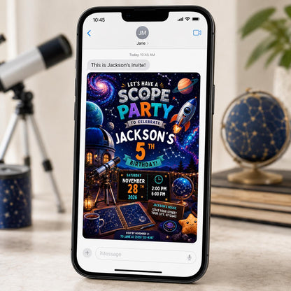 Outer Space 5th Birthday Invitation — digital invitation, instant download