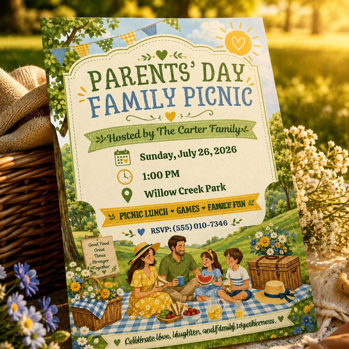 Parents Day Family Picnic Invitation — invitation you personalize in Canva