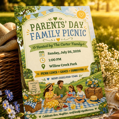 Parents Day Family Picnic Invitation — invitation you personalize in Canva