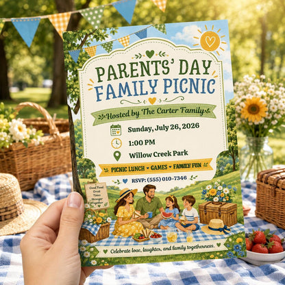 Parents Day Family Picnic Invitation — digital invitation, instant download