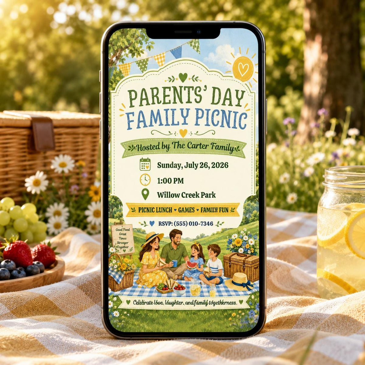 Parents Day Family Picnic Invitation — family gathering stationery by VoltBy