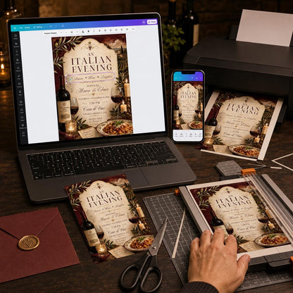 Pasta Italian Dinner Party Invitation — digital invitation, instant download