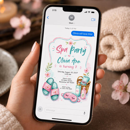 Pastel Girls Spa Party Invitation — invitation you personalize in Canva