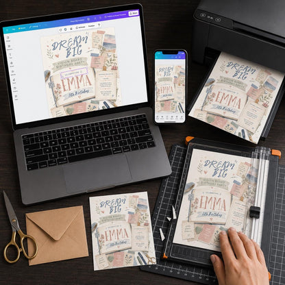 Pastel Vision Board 12th Birthday Invitation — digital invitation, instant download