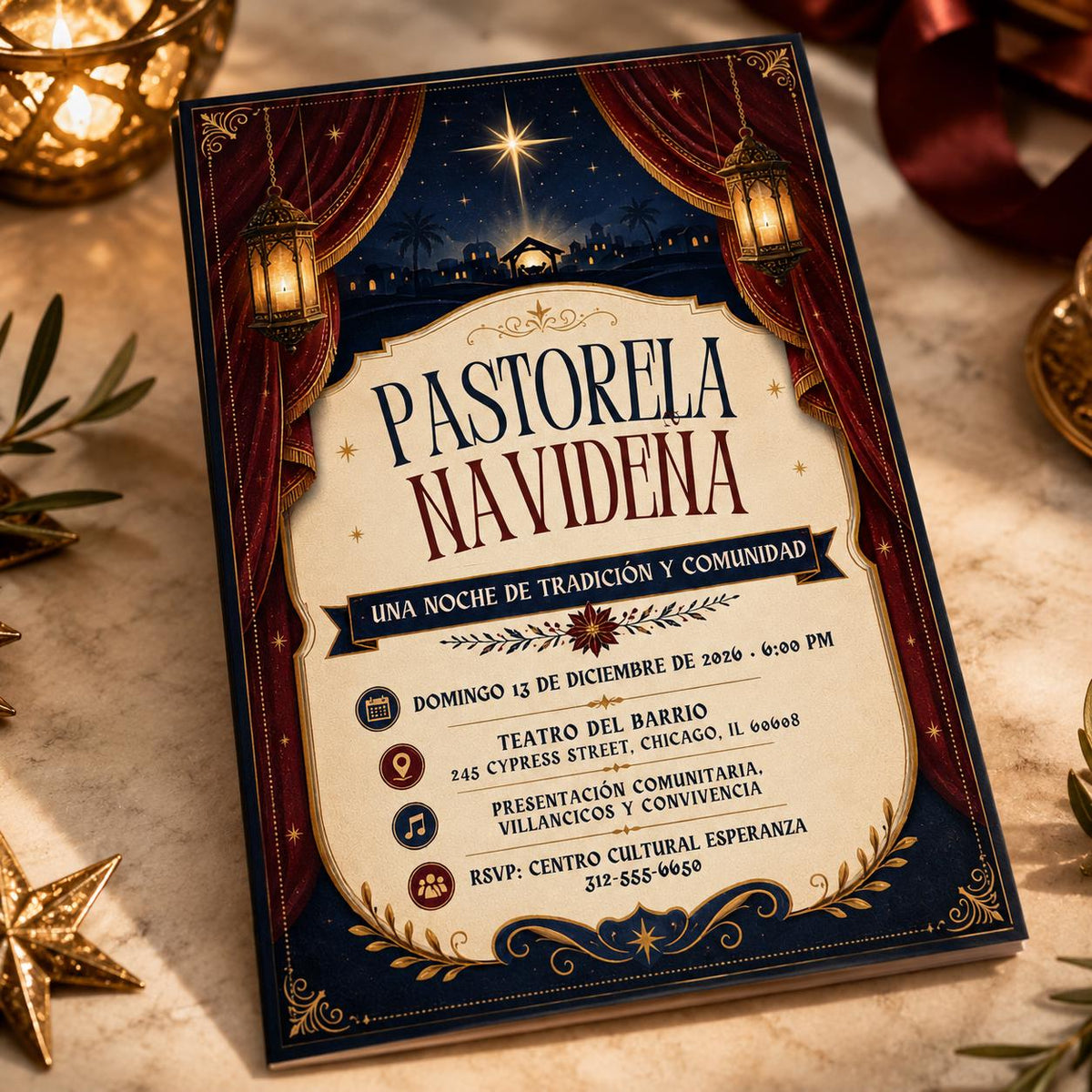 Pastorela Navideña Invitation — digital invitation, instant download