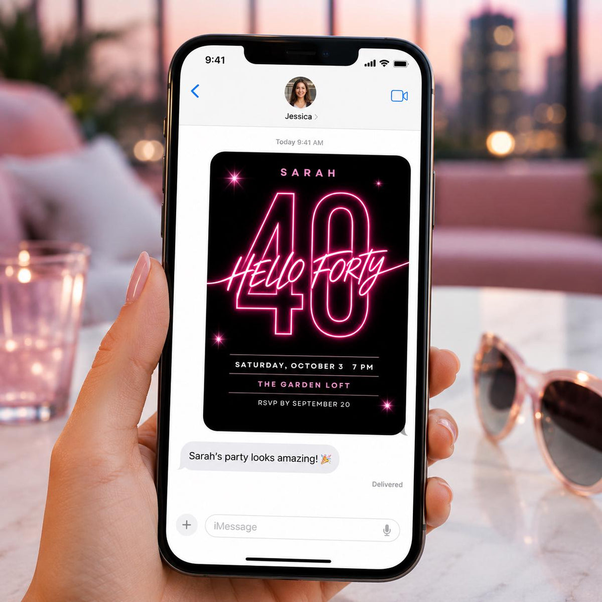 Pink and Black 40th Birthday Invitation — invitation you personalize in Canva