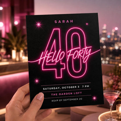 Pink and Black 40th Birthday Invitation — modern 40th birthday party design