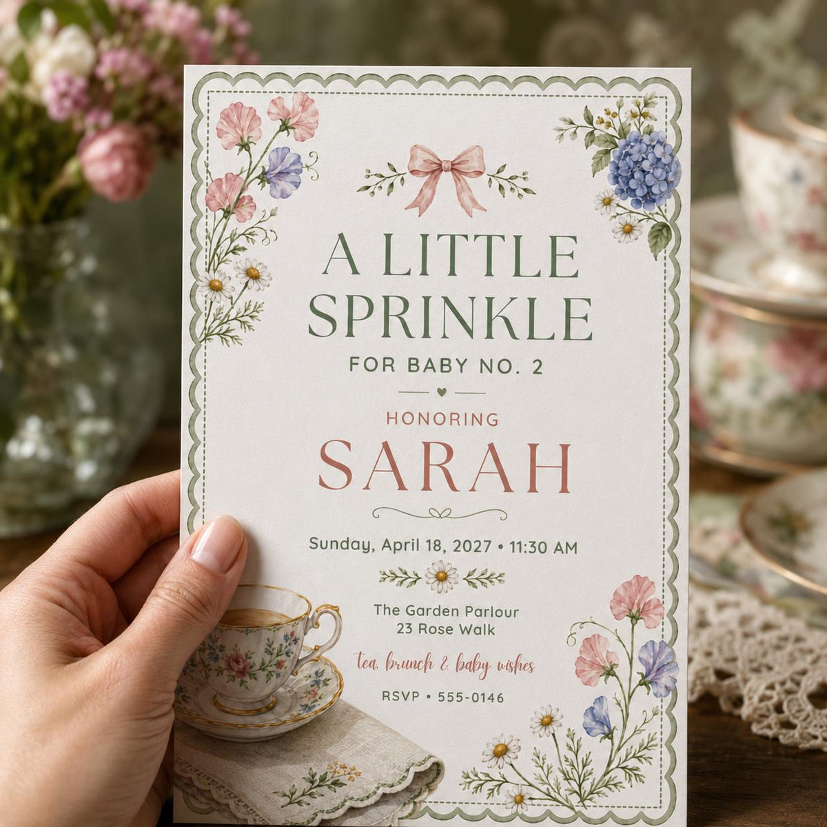 Pink and Blue Baby Sprinkle Invitation — invitation you personalize in Canva