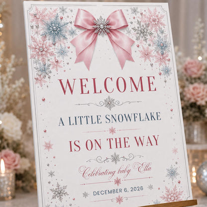 Pink Baby Shower Welcome Sign — print-ready baby shower design from VoltBy