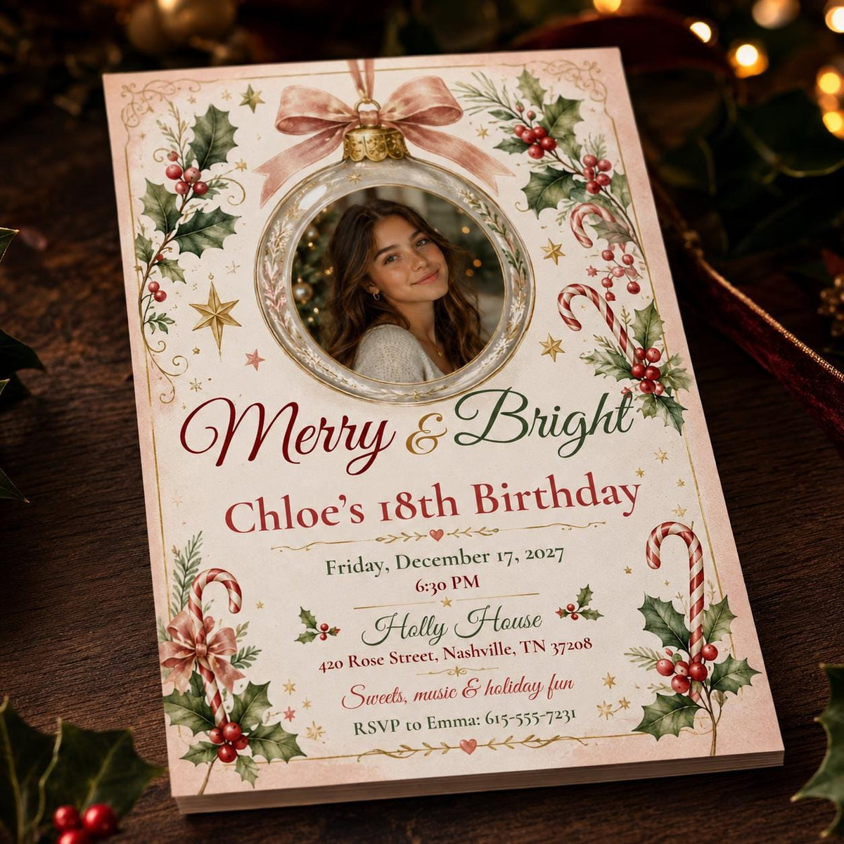 Pink 18th Birthday Invitation — print-ready 18th birthday party design from VoltBy