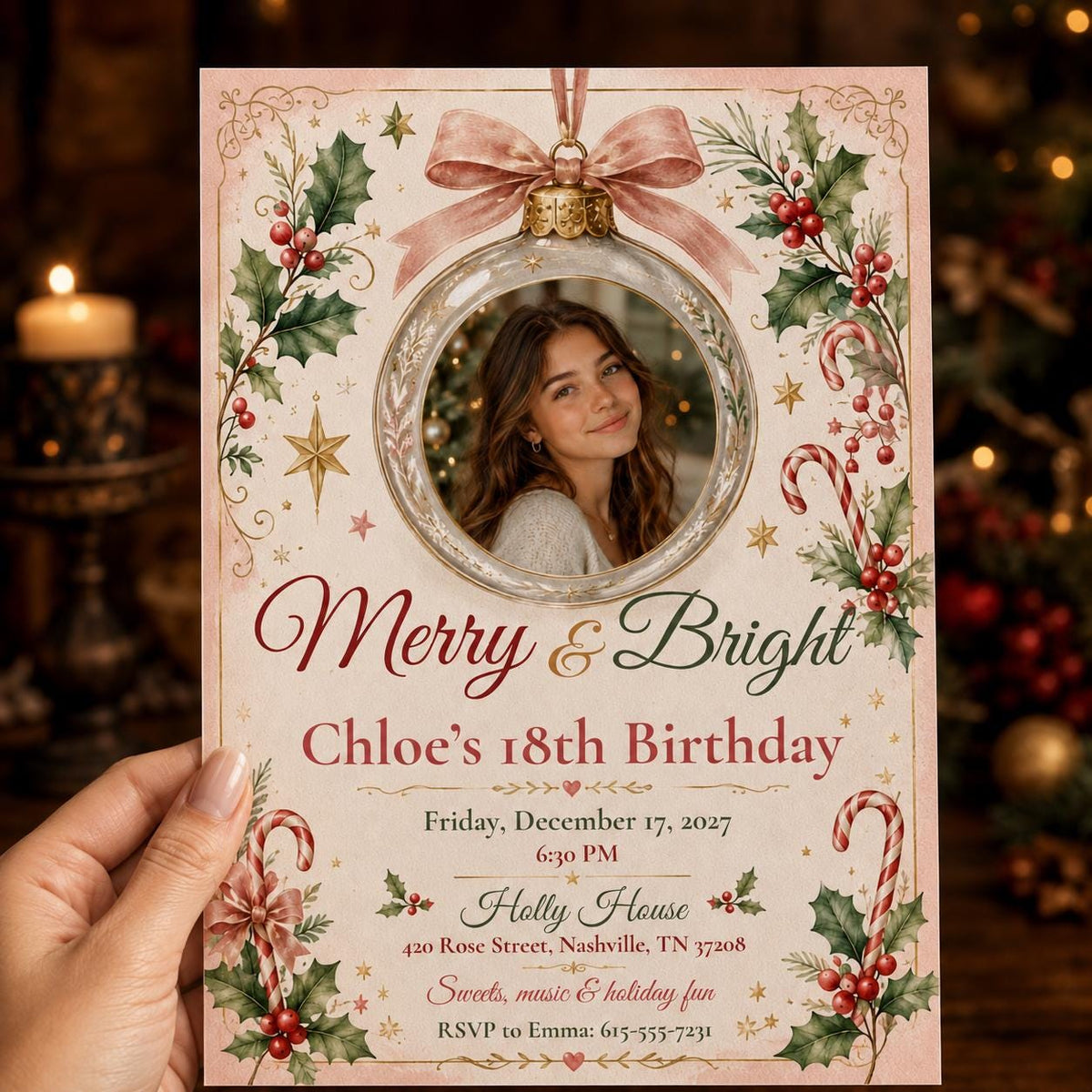 Pink 18th Birthday Invitation — 18th birthday party stationery by VoltBy