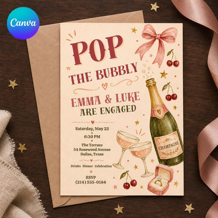 Pink Coquette Engagement Party Invitation