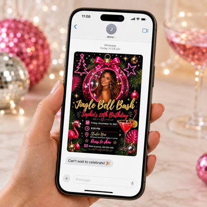 Pink Disco 27th Birthday Invitation — digital invitation, instant download
