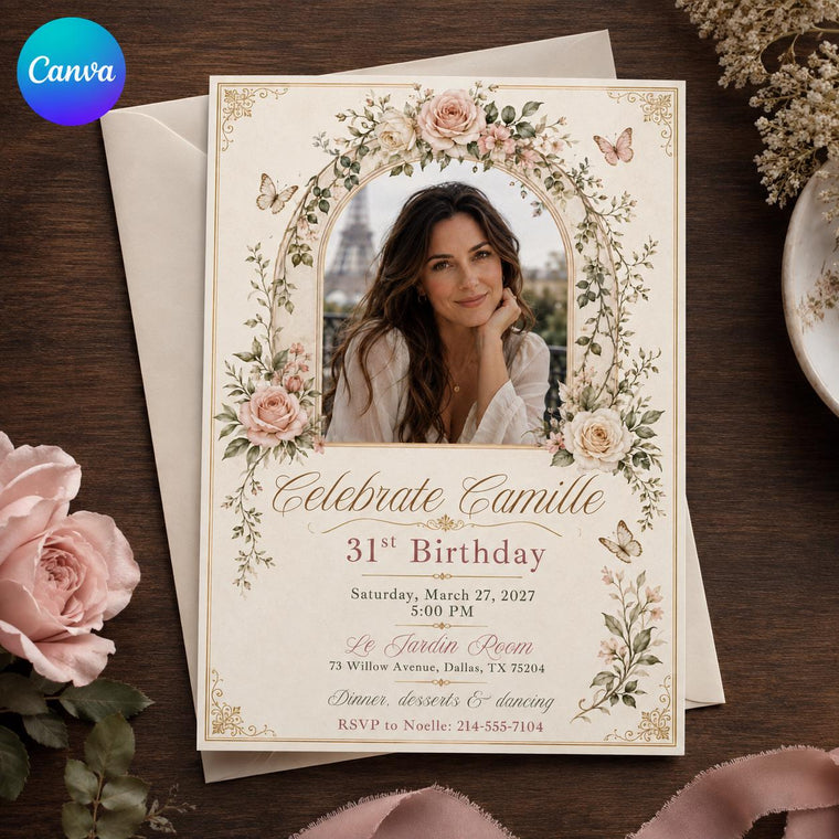 Pink Elegant 31st Birthday Invitation