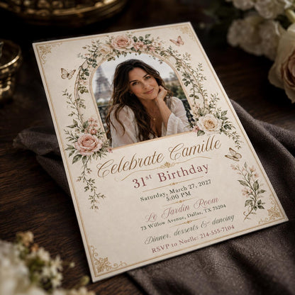 Pink Elegant 31st Birthday Invitation — invitation you personalize in Canva