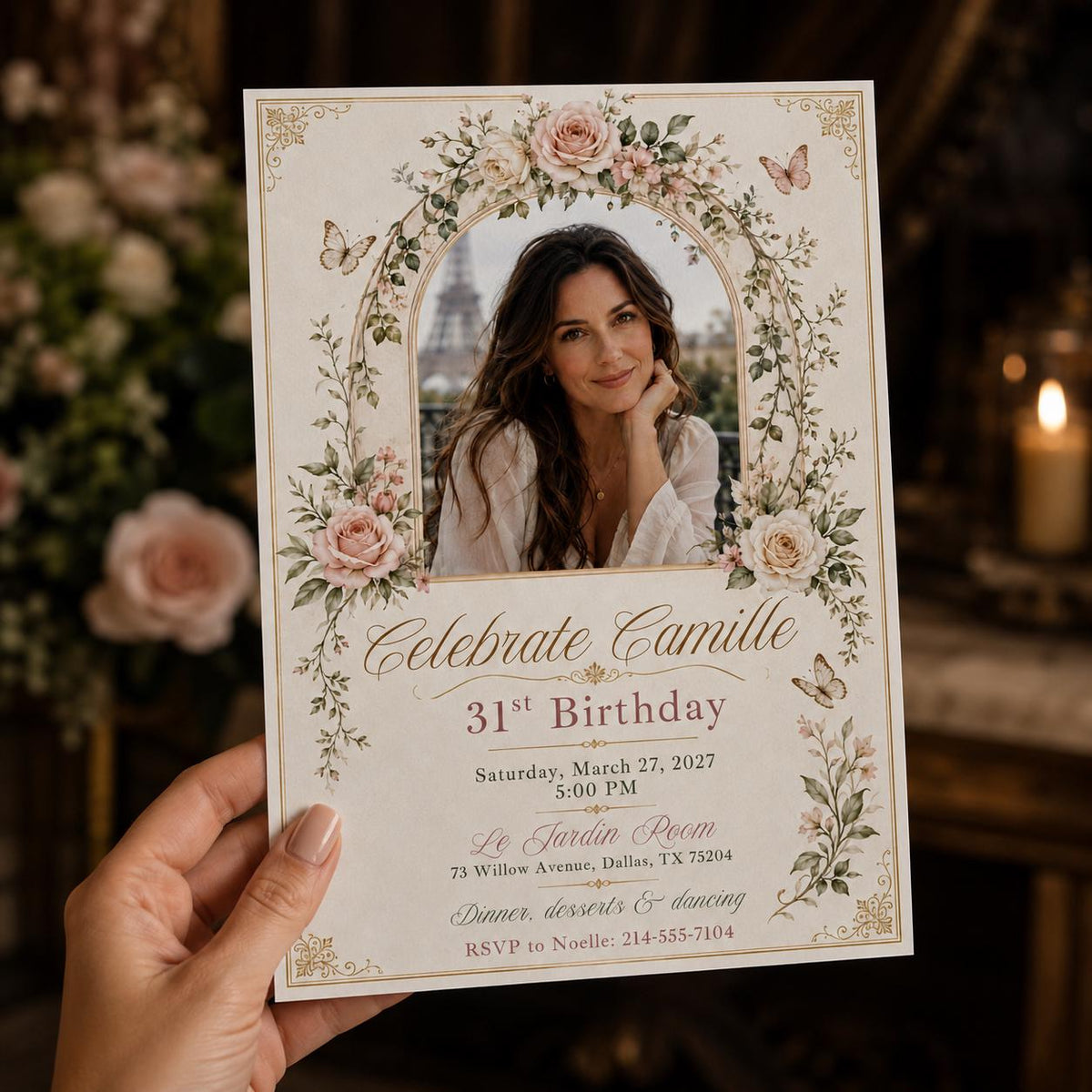 Pink Elegant 31st Birthday Invitation — digital invitation, instant download