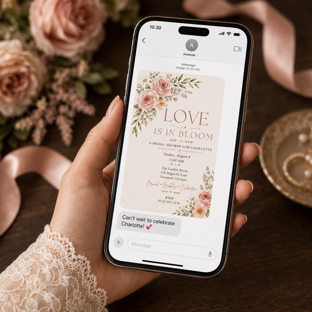 Pink Floral Love Is in Bloom Bridal Shower Invitation — garden design