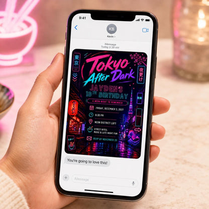 Pink Neon 18th Birthday Invitation — 18th birthday party stationery by VoltBy