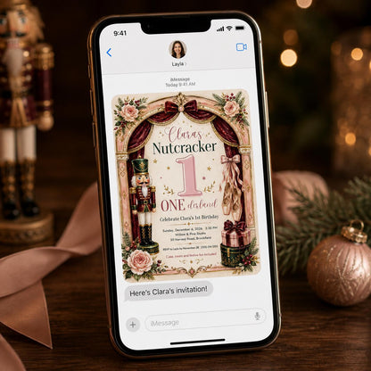 Pink Nutcracker 1st Birthday Invitation for Girls — ballet design