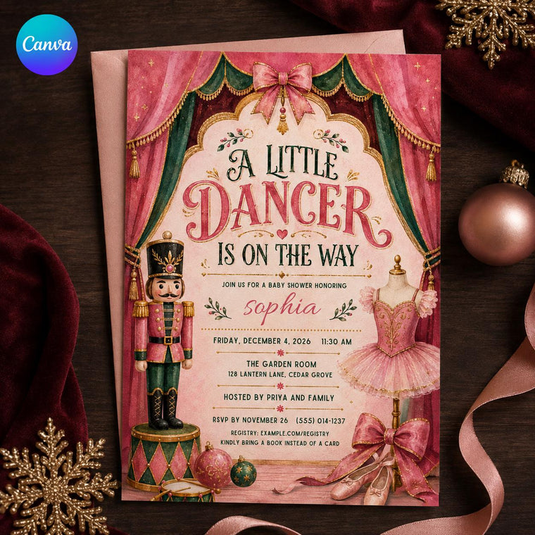 Pink Nutcracker Baby Shower Invitation