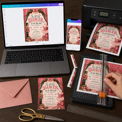 Pink Nutcracker Baby Shower Invitation — print-ready baby shower design from VoltBy