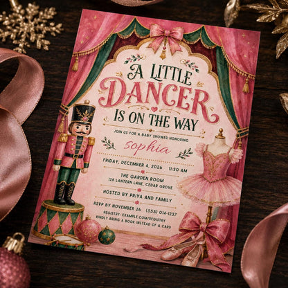 Pink Nutcracker Baby Shower Invitation — digital invitation, instant download