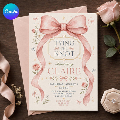 Pink Watercolor Bridal Shower Invitation — editable Canva template