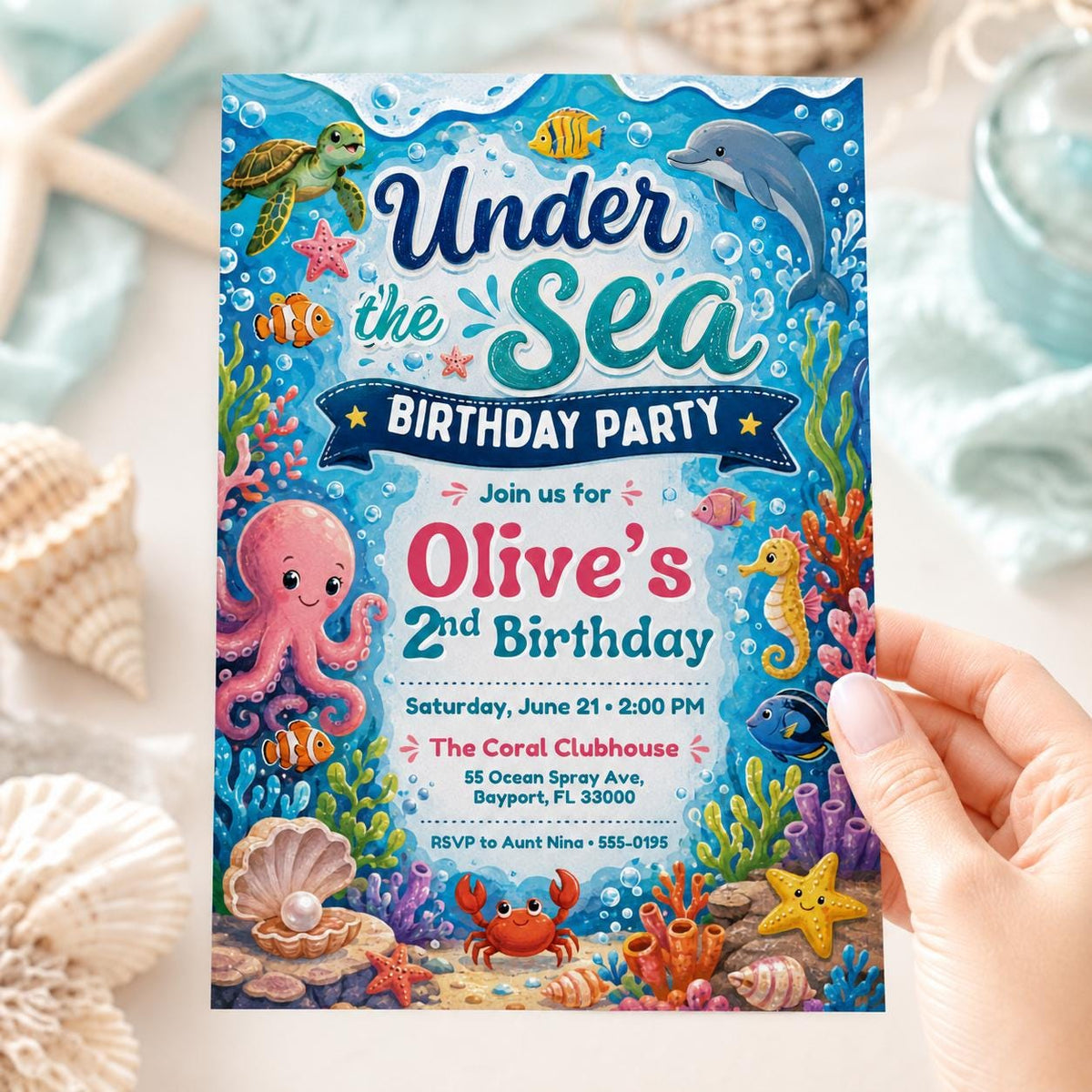 Pink Watercolor Mermaid Birthday Invitation — birthday party stationery by VoltBy