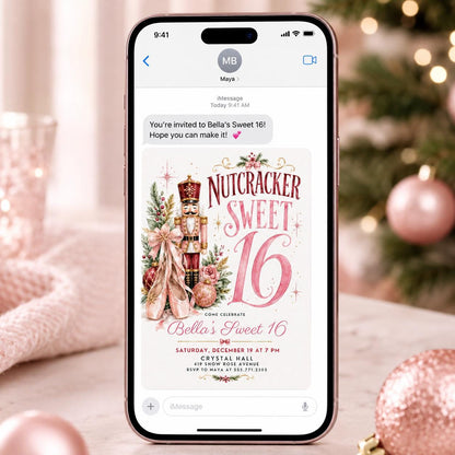 Pink Watercolor Nutcracker Sweet 16 Invitation — ballet design