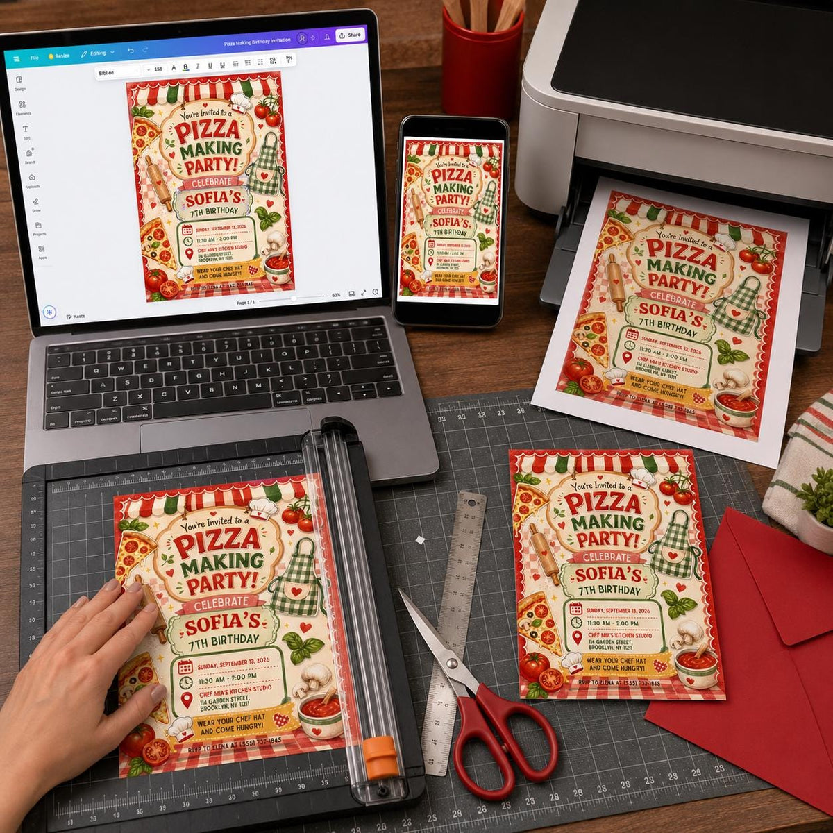 Pizza Making Party Invitation — digital invitation, instant download