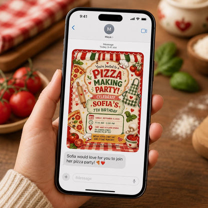 Pizza Making Party Invitation — birthday party stationery by VoltBy