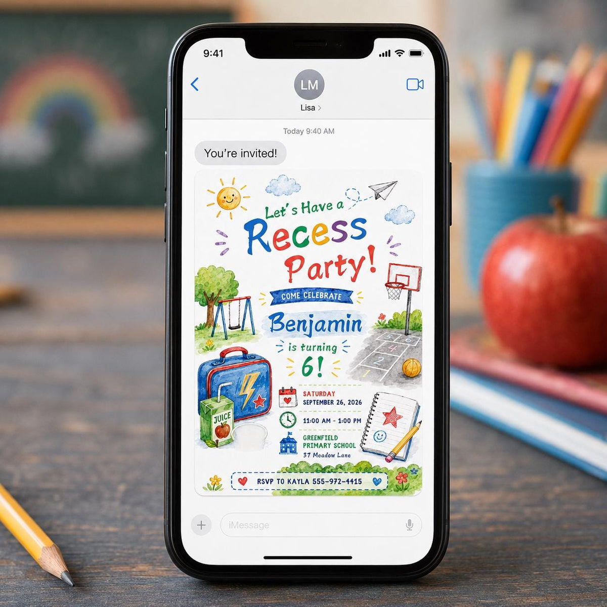 Playground 6th Birthday Invitation — invitation you personalize in Canva