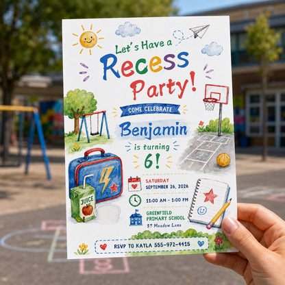 Playground 6th Birthday Invitation — print-ready 6th birthday party design from VoltBy