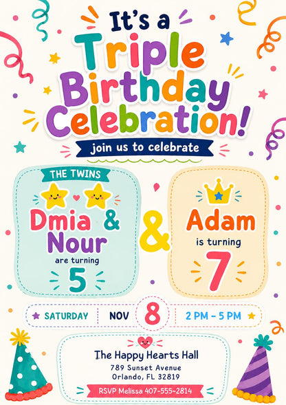 Poolside 6th Birthday Invitation with Flamingo and Watermelon — leaf design