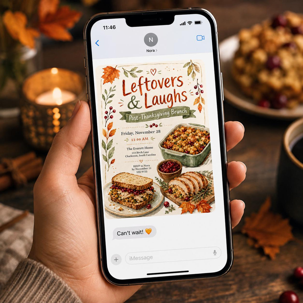 Post-Thanksgiving Brunch Invitation — invitation you personalize in Canva