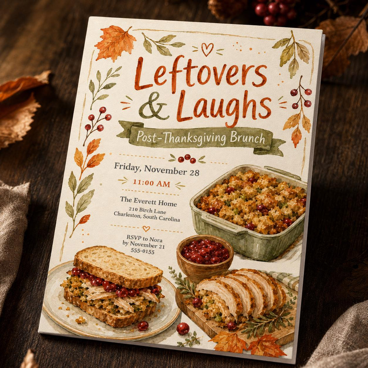 Post-Thanksgiving Brunch Invitation — Thanksgiving gathering stationery by VoltBy