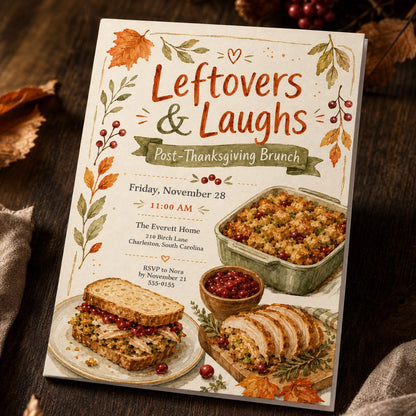 Post-Thanksgiving Brunch Invitation — Thanksgiving gathering stationery by VoltBy