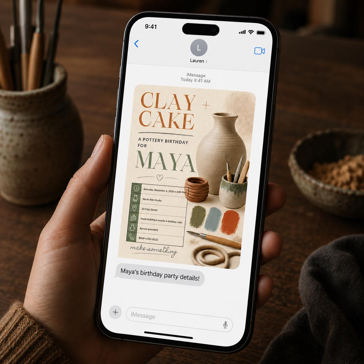 Pottery Birthday Invitation — invitation you personalize in Canva