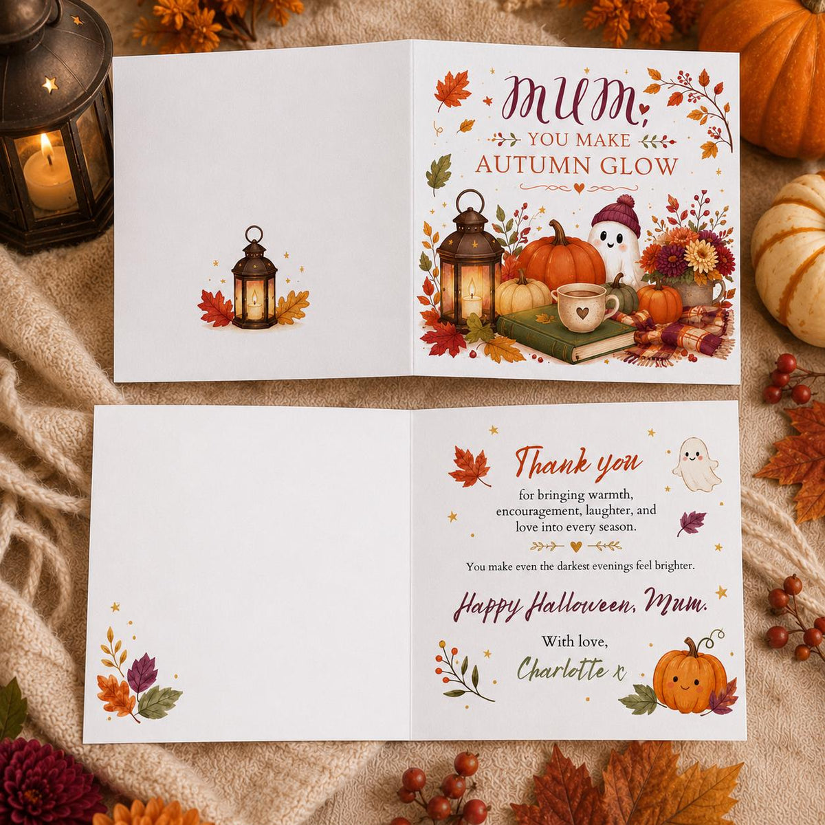 Pumpkin Halloween Greeting Card for Mum — ghost design