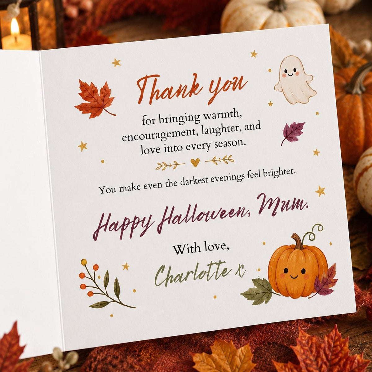Pumpkin Halloween Greeting Card for Mum — greeting card you personalize in Canva